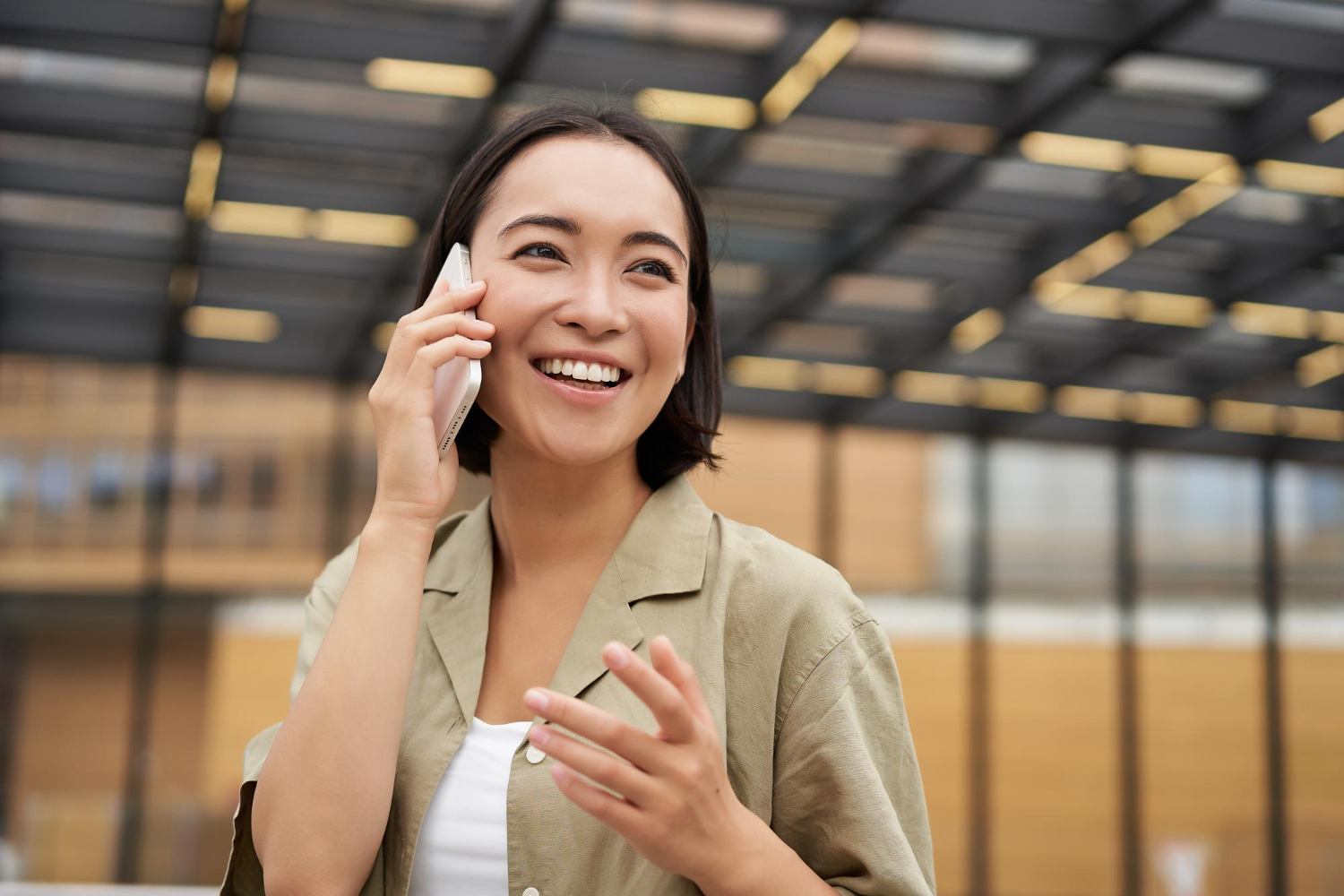 Customer speaking by phone about a service enquiry