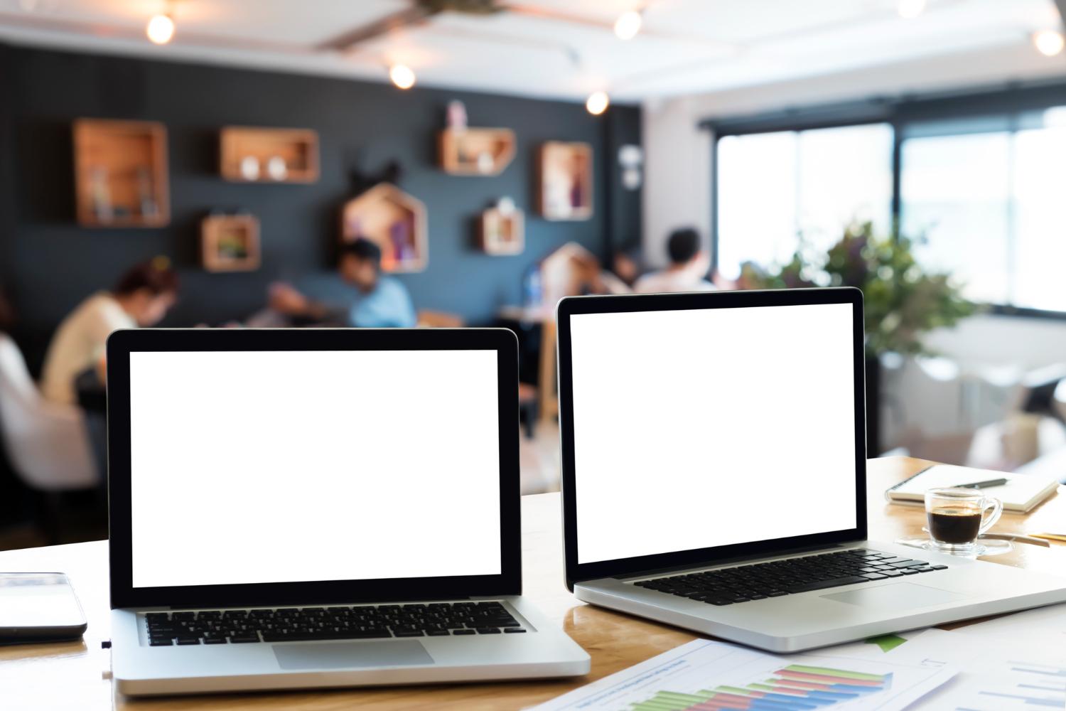 Two laptop configurations displayed side by side for comparison